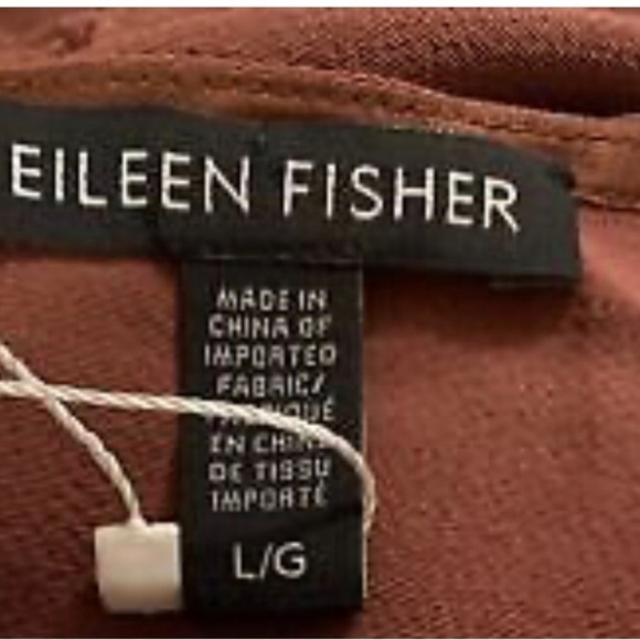 Eileen Fisher Tencel Viscose Crepe Wide Leg Jumpsuit Brown Large - Picture 5 of 7